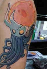Ilustracija velike mišice tetovaža muški crtić velika ruka na slici tetovaže hobotnice u boji crtane slike
