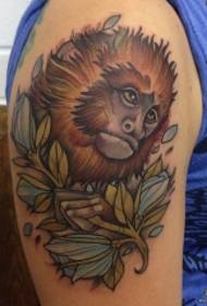 Big arm European and American school monkey tattoo pattern