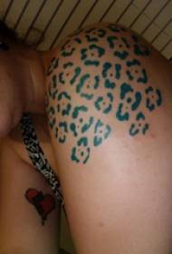 I-Leopard tattoo intombazana emnyama ingwe yomfanekiso we tattoo kwingalo enkulu