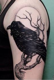 Big mkono European ndi American crow crows minga mwezi tattoo tattoo