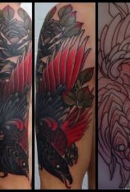 Grande braço europeu e americano corvo escola rosa tatuagem padrão