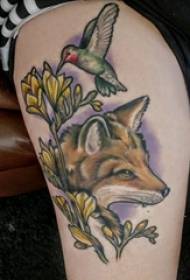 ຊຸດກະໂປ່ງຍິງສາວ Fox fox ສີໃນຊຸດຮູບດອກໄມ້ tattoo Fox