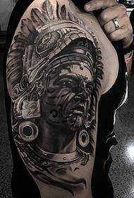 Big arm Indian imidwebo emnyama ye-grey tattoo