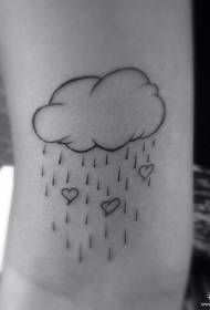 Big arm cloud raindrop heart shaped small fresh tattoo pattern