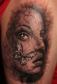 Nagy kar szépség portré pillangó tetoválás minta (tetoválás)