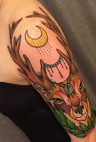 Elk tetovanie pokrývajúce celú vonkajšiu ruku