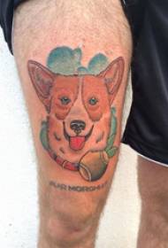 Coscia tatuaggio ragazzo maschio coscia su foto tatuaggio inglese e cucciolo