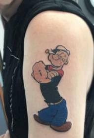 Tato lengan besar anak sekolah laki-laki lengan besar pada gambar tato berwarna popeye