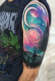 Harajuku Starry Sky Tattoo Wavulana Silaha Harajuku Anga ya Anga na Picha za picha za Ardhi