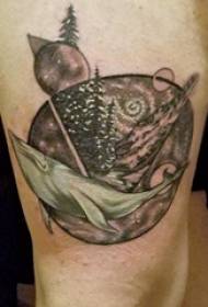 Tradició del tatuatge de cuixes noies de les cuixes al paisatge i les imatges de tatuatges de balena