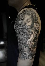 Grande nuovo tradizionale tatuaggio nero grigio elefante dio modello