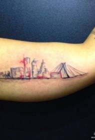 Big arm geometric splash building building tattoo pattern