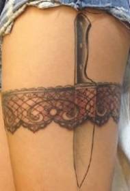 Nėriniai tatuiruotė Sexy 9 moterų šlaunų nėrinių kojų žiedo tatuiruotė paveikslėlis