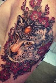 Velika ruka Europe i novi školski leopard cvjetni dragulj uzorak tetovaža