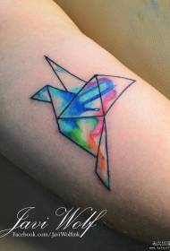 Babban hannu crane geometric fesa launi tattoo juna