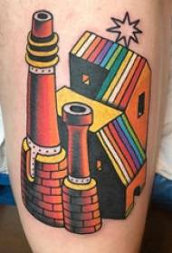 Dij tatoet manlike jonge dij op kleurde gebou tatoeage ôfbylding