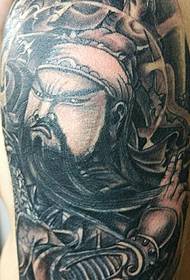 Красивая и мощная черно-белая татуировка Гуань Гун