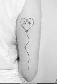 Velika linija ruku, mali svježi uzorak tetovaža balona u obliku srca