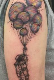 Geometric elements tattoos male arms on balloons and astronauts tattoo pictures