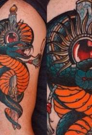 Big arm school snake gem dagger tattoo pattern
