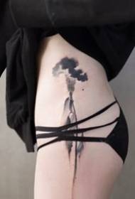 Modello di tatuaggio inchiostro sexy stile cinese sulla coscia laterale femminile