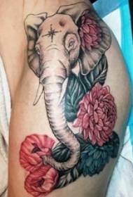 Татуювання слон дівчина на стегні намальовані татуювання слон візерунок