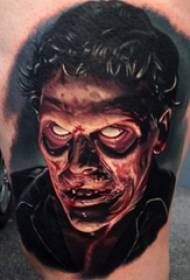 人物肖像纹身  男生大腿上写实的人物肖像纹身图片