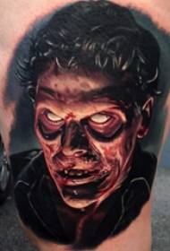 Character portrait tattoo male student's thigh on realistic character portrait tattoo picture