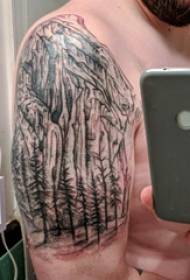 Double big arm tattoos male big arm on big tree and mountain tattoo pictures