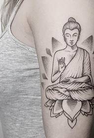 Grutte earm Jeropeeske en Amerikaanske Buddha-standbeeld tatoeëringspatroan