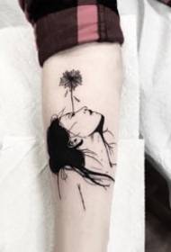 Sötét stílusú lány avatar tetoválás minta elismerése