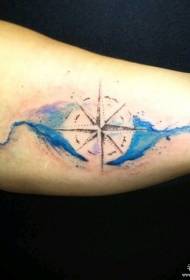 Modello di tatuaggio dipinto bussola inchiostro splash braccio grande
