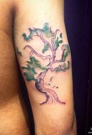 Stor arm sprøjtende blæk snoet træ tatoveringsmønster