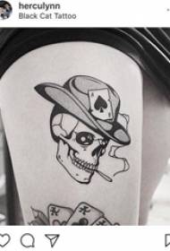 Taro Tattoo Girl Oberschenkel op Schädel Tattoo Bild