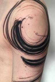 Pojat iso käsivarsi mustalla pisteellä abstrakti viiva muste tatuointi kuva