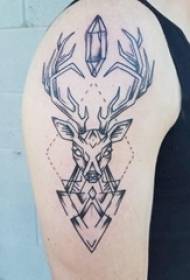 Ilustracija velike ručne tetovaže muška velika ruka na slici geometrije i jelena tetovaža