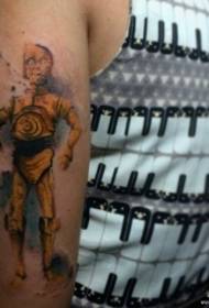 Grote arm splash inkt gouden robot Europees en Amerikaans tattoo-patroon