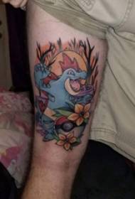 Cosce da scolaretto di cute tattoo pattern su fiori e cartoni animati