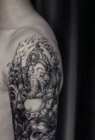 Big mkono classic nyeusi na nyeupe tembo mungu mwiba tattoo mwiba Qin