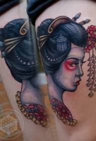 Ragazza geisha giapponese tatuata dipinta sulle cosce, immagini di geisha giapponese