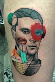 Maschera del tatuaggio del ritratto del personaggio personaggio sulla coscia