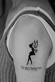 Big arm tattoo picture with little angel and English