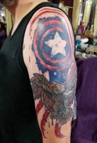 Tatuajes de brazo grande dobre de brazo grande masculino en águias e imaxes de tatuaxes de escudo