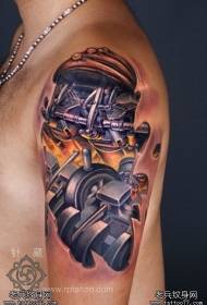 Big arm mechanical color 3D tattoo pattern