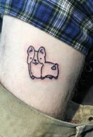 Immagine del tatuaggio del cucciolo Coscia del ragazzo sull'immagine minimalista del tatuaggio del cucciolo