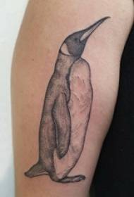 Baile grote arm van de tattoo-jongen op zwarte pinguïn tattoo-foto