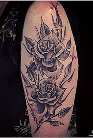 Big arm European and American school rose black grey tattoo tattoo