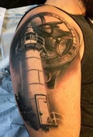 Big Arm Tattoo Illustratioun männlech groussen Arm op Gang a Liichttuerm Tattoo Bild