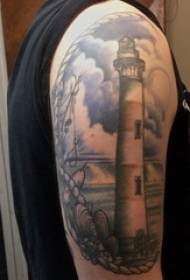 Татуювання маяк хлопчик велика рука на малюнку татуювання чорний маяк