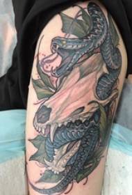 Tatuaxe, serpiente, diablo, rapaza, coxa, cadela, tatuaxe, foto